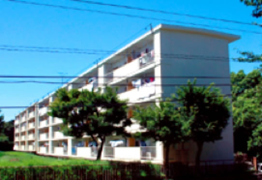 白い集合住宅の建物