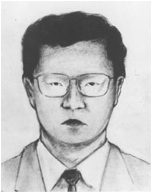 眼鏡をかけた男性の鉛筆による似顔絵