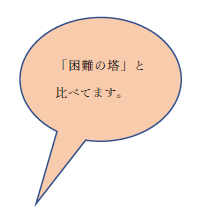 「『困難の塔』と比べてます。」という吹き出し