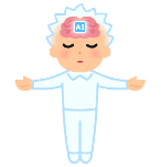 パジャマ姿でリラックスする人物のAI生成イラスト