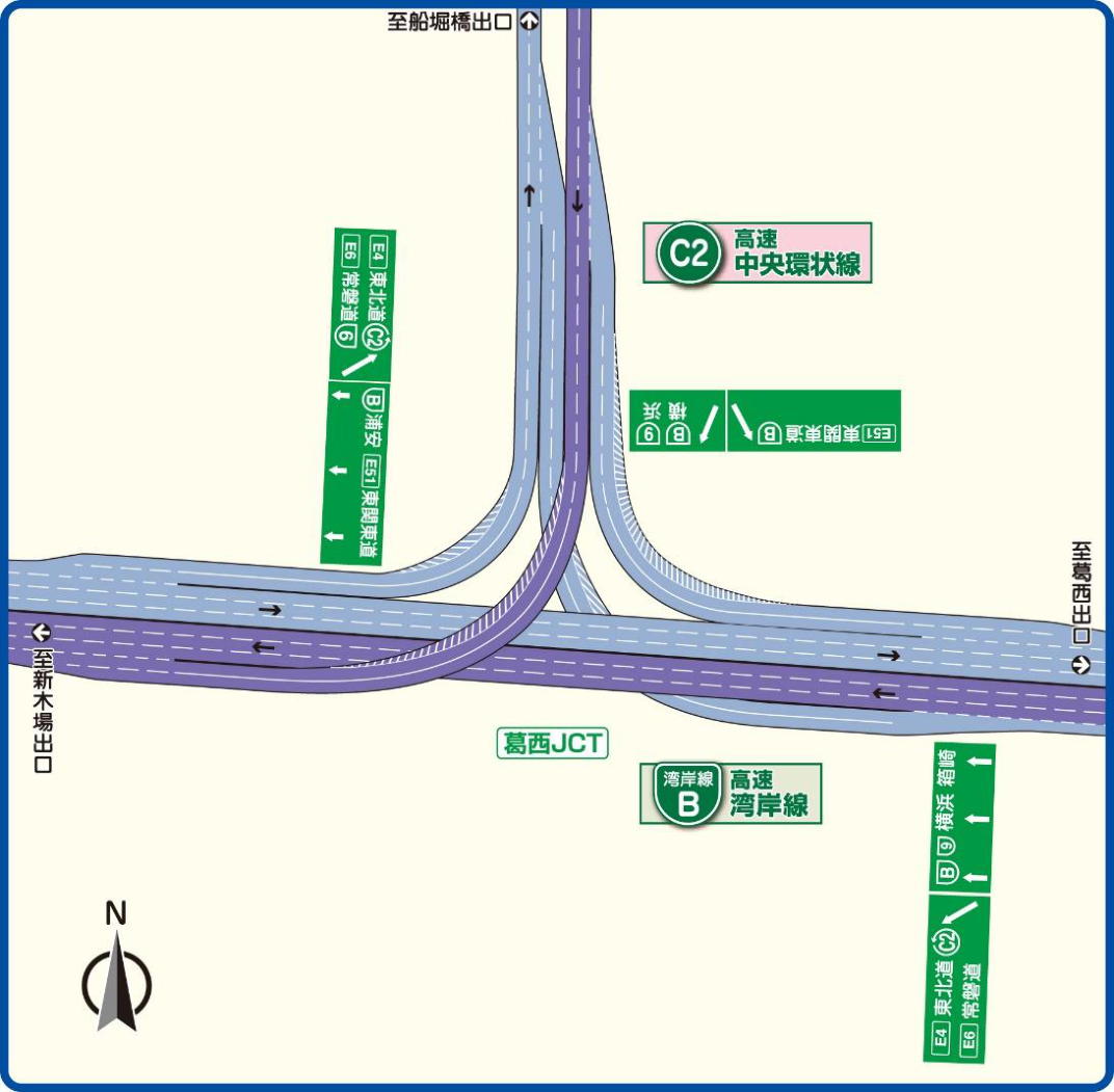 葛西JCT付近の地図(首都高ナビマップより)