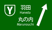 「羽田・丸の内」方面を示す高速道路標識
