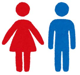 赤い女性と青い男性のピクトグラムイラスト
